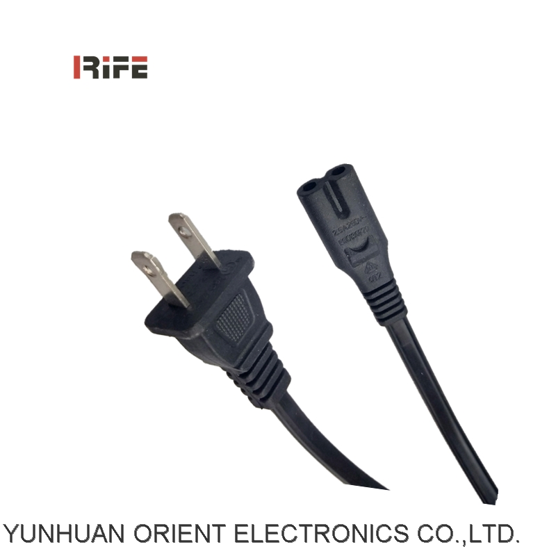 UL Approval 2M US 2 pin plug to iec c7 connector