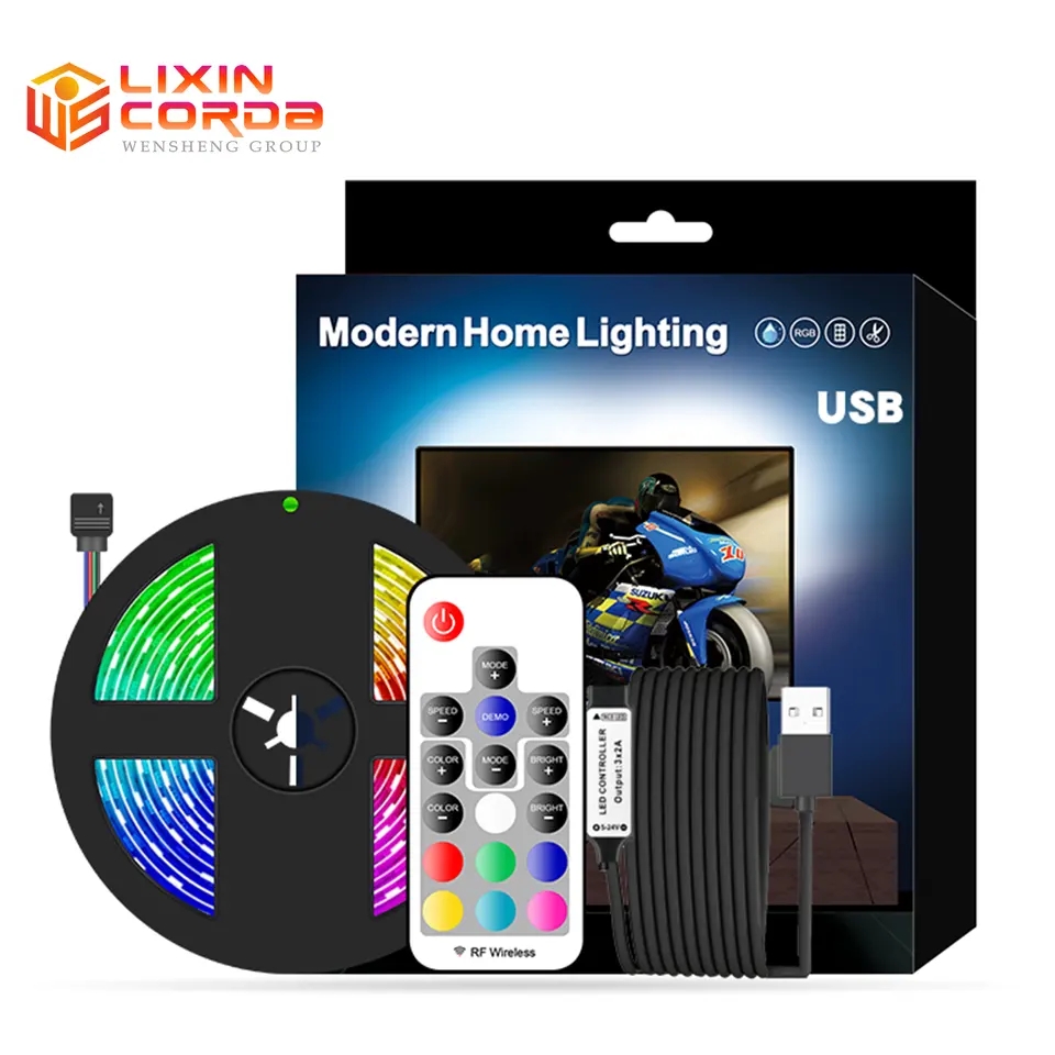 Changing Colors USB TV Backlight 2m Strip Set 3M Adhesive Tape For 40
