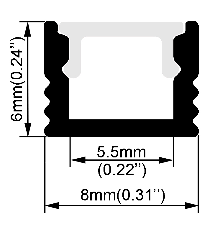 Mini Size 8*6MM LED Anodized Aluminum profiles for Slim Application