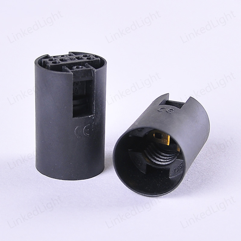 European VDE E14 Black Plastic Light Lamp Holder