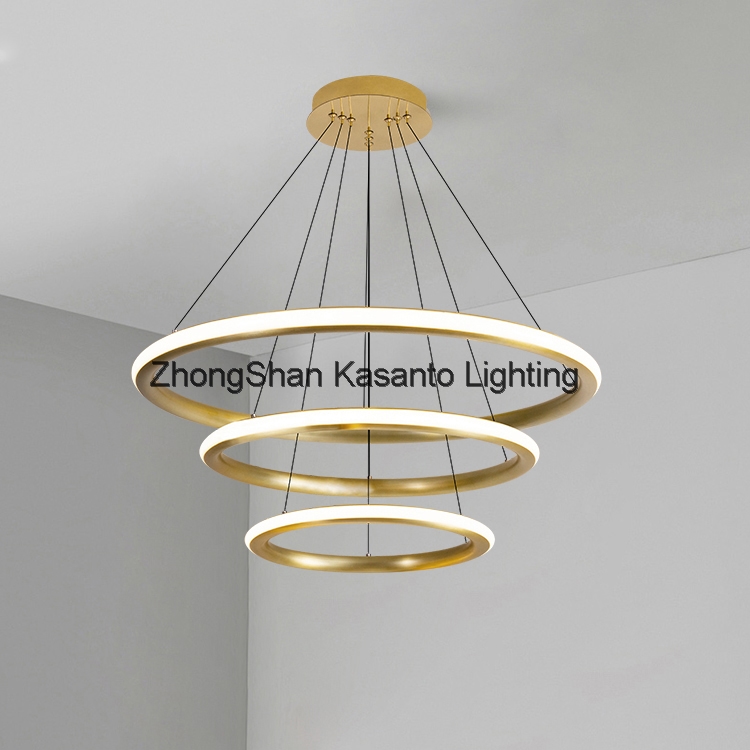 circular gold ring pendant lamp golden modern led pendant light fixture with aluminum golden lamps