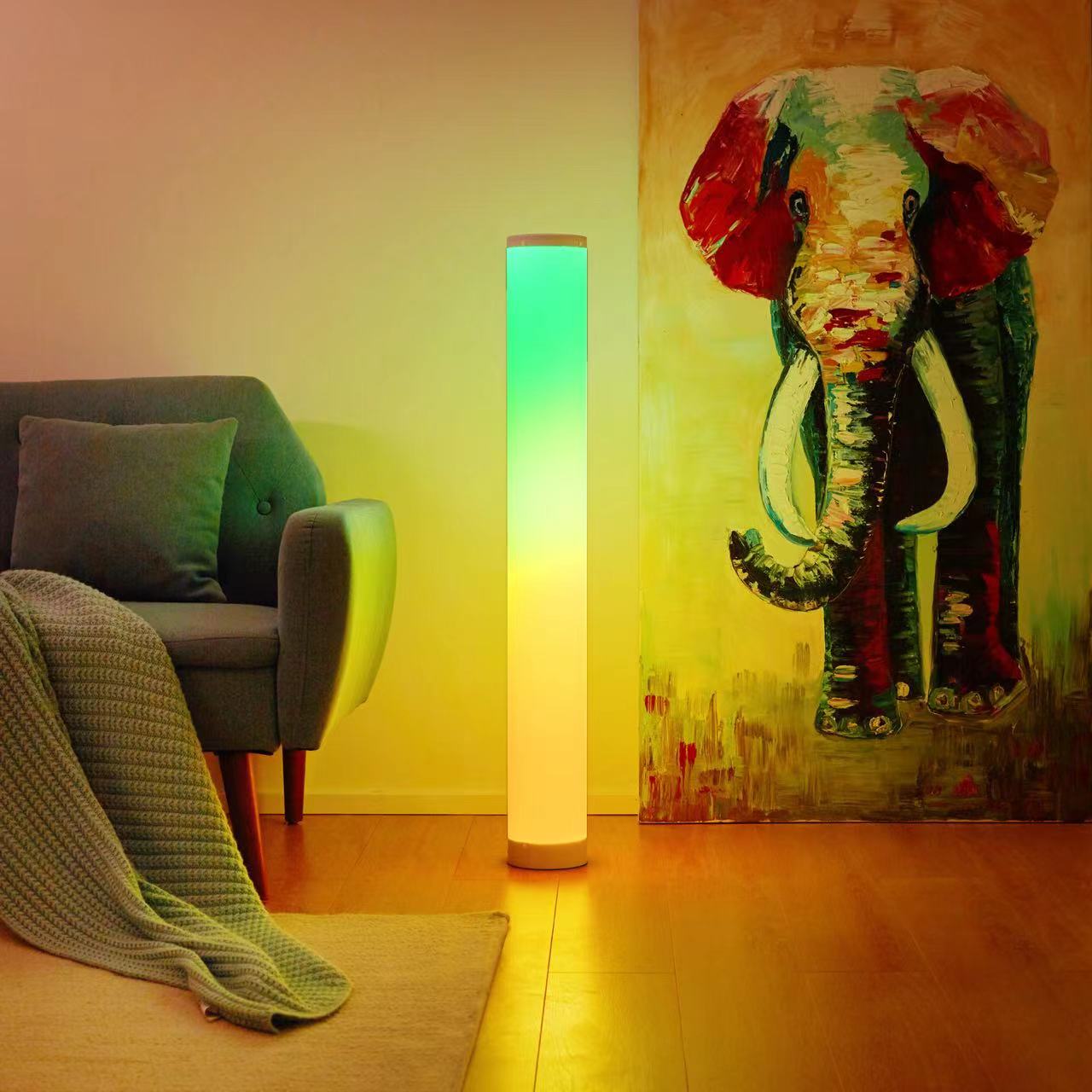 Smart LED Cylindrical Floor Lamp: 360 Degrees Smart Tuya App Refined Appearance RGBIC+W