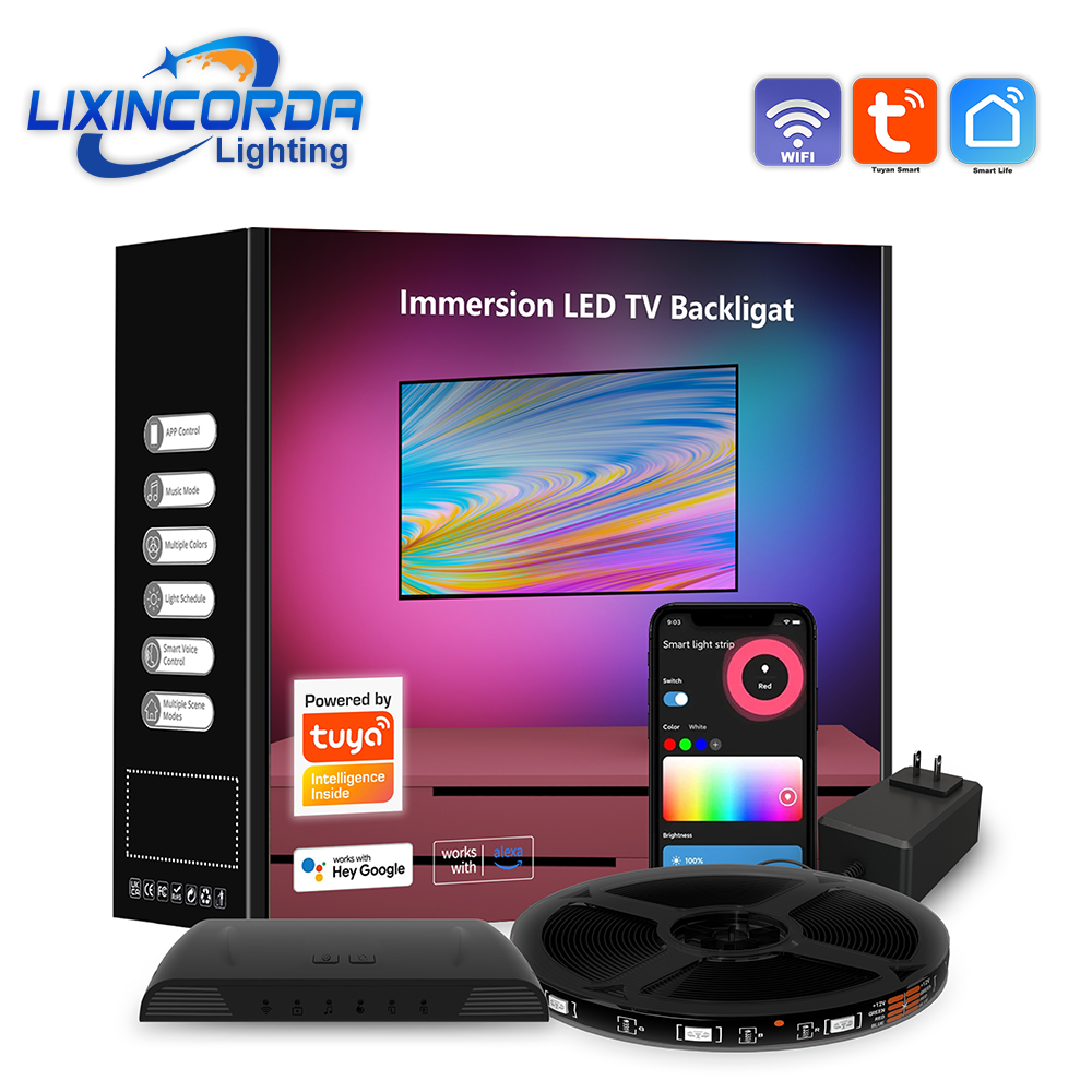 12V APP Video Game Alexa Google Home Ambient TV Backlight Flexible Smart 5050 Led RGB Strip Lights