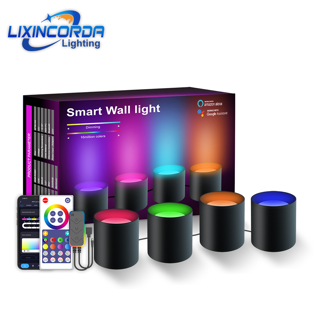 RGBIC Smart Wall Sconces Music Sync Home Decor WiFi Wall Lights Work with Alexa Multicolor Wall Led