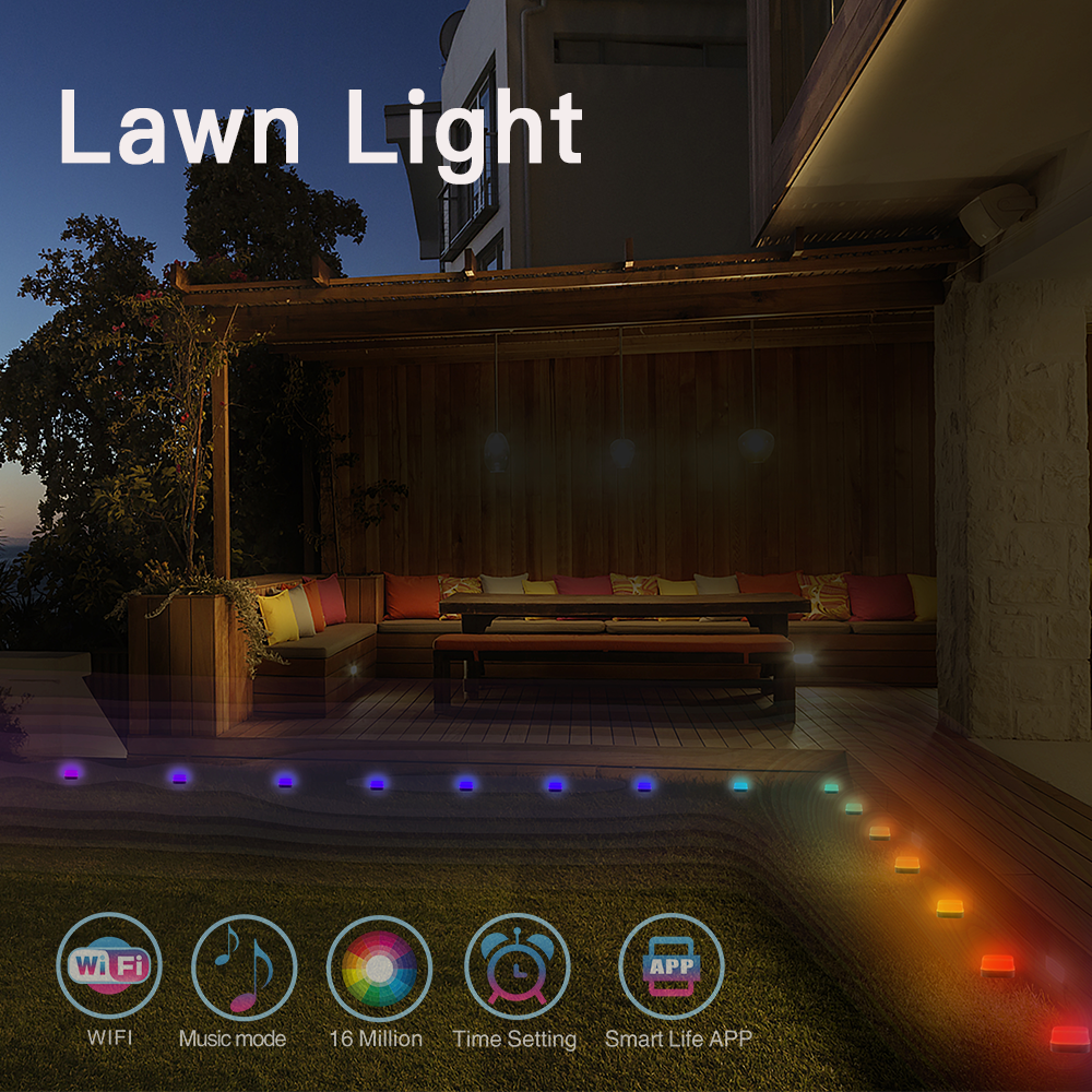 Smart LED Lawn Strip Light : 10M 15M RGBIC+W Tuya App Sync with Music IP65
