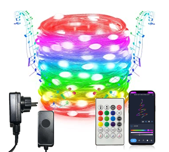 Smart LED String Light: Christmas Festival Decoration RGBIC color Tuya App Remote Controller