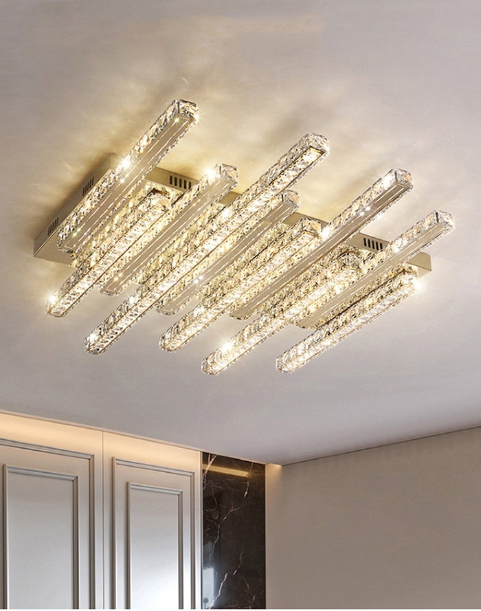 Tpstar Lighting Light luxury K9 crystal ceiling lamp stainless steel living room lighting fixture