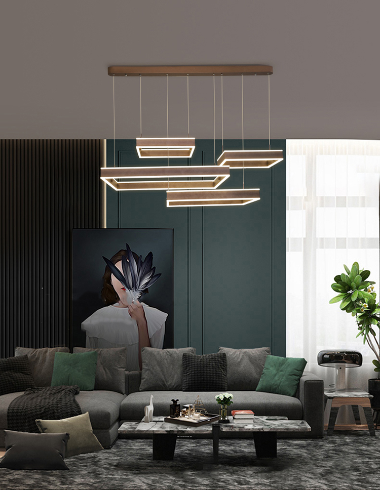 Tpstar Lighting Modern and minimalist living room square chandelier LED aluminum indoor lighting