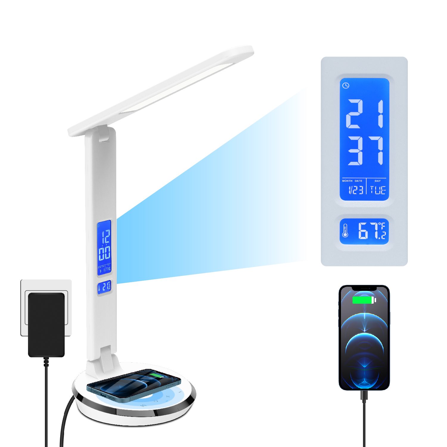 led desk lamp with wireless charger