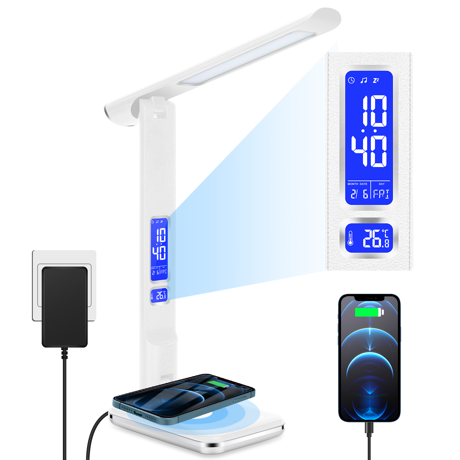 LED desk lamp with QI charger