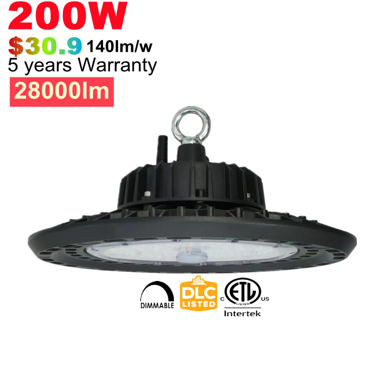 200w ETL DLC SAA UFO LED High Bay Light 200w 100-277V 130lm w 5 years warranty highbay ufo 200watt