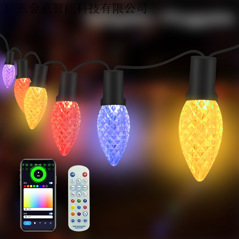 Smart APP C9 Christmas String Lights Multicolor Outdoor 25 LED Strawberry Xmas Tree Indoor for Patio