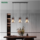 Modern Minimalist Restaurant Grey Glass Chandelier 200507-3PB