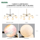 KAVA Lighting Moon effect 6 heads pendant light 11271-6PB-BK