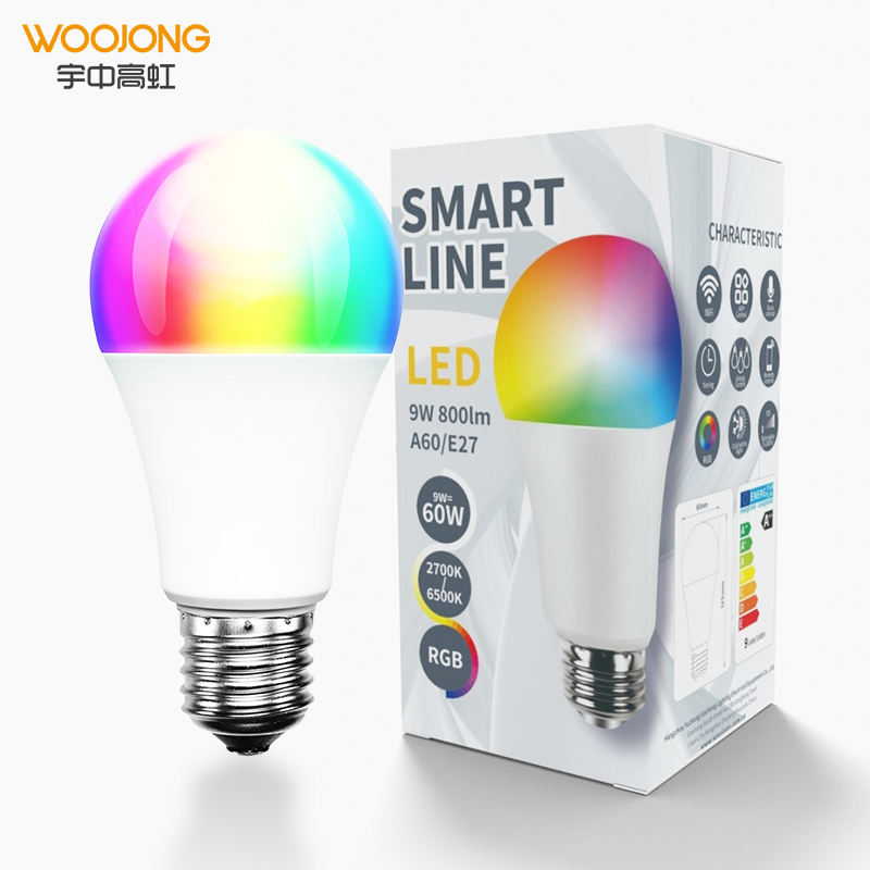 WOOJONG Dimmable Colourful Led Lighting RGB 7W 9W E27 Smart LED WIFI Bulbs