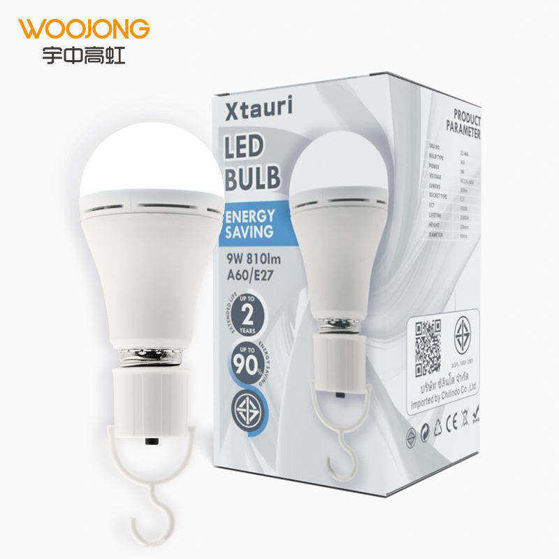WOOJONG Proper Price Round Shape Plastic A60 7W Emergency Rechargeable Led Bulb