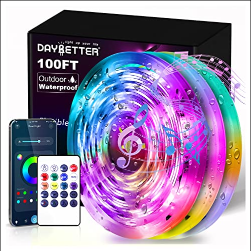 DAYBETTER 100FT Waterproof Led Strip Lights Smart Light Strips with App Voice Control Remote 5050