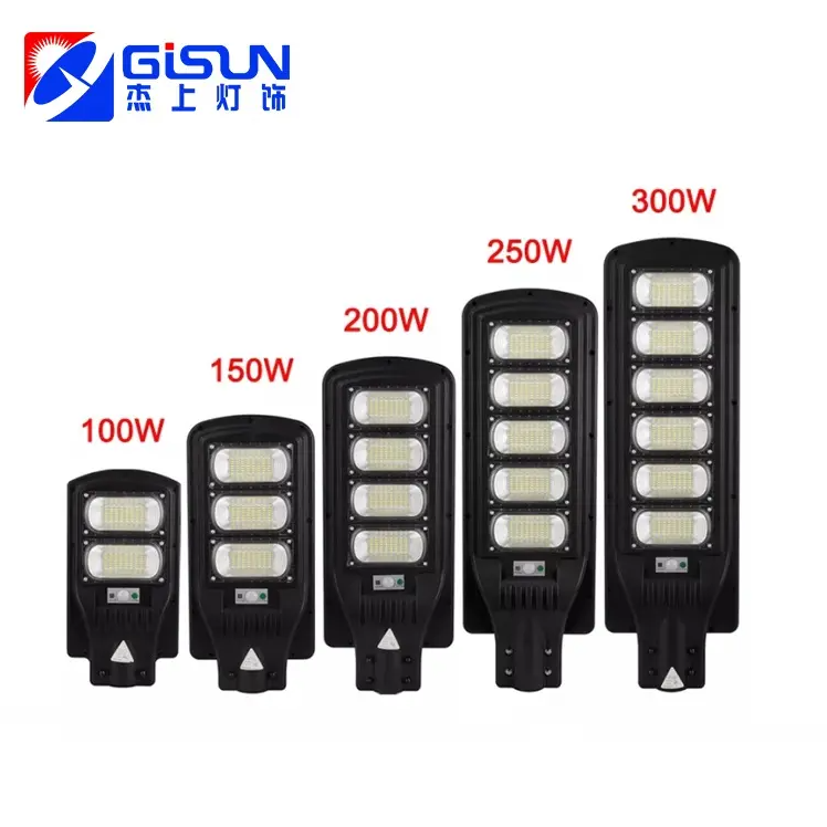 Gisun 2023 New Product 100W 150W 200W 250W 300W All In One With Motion Sensor Led Solar Street Light