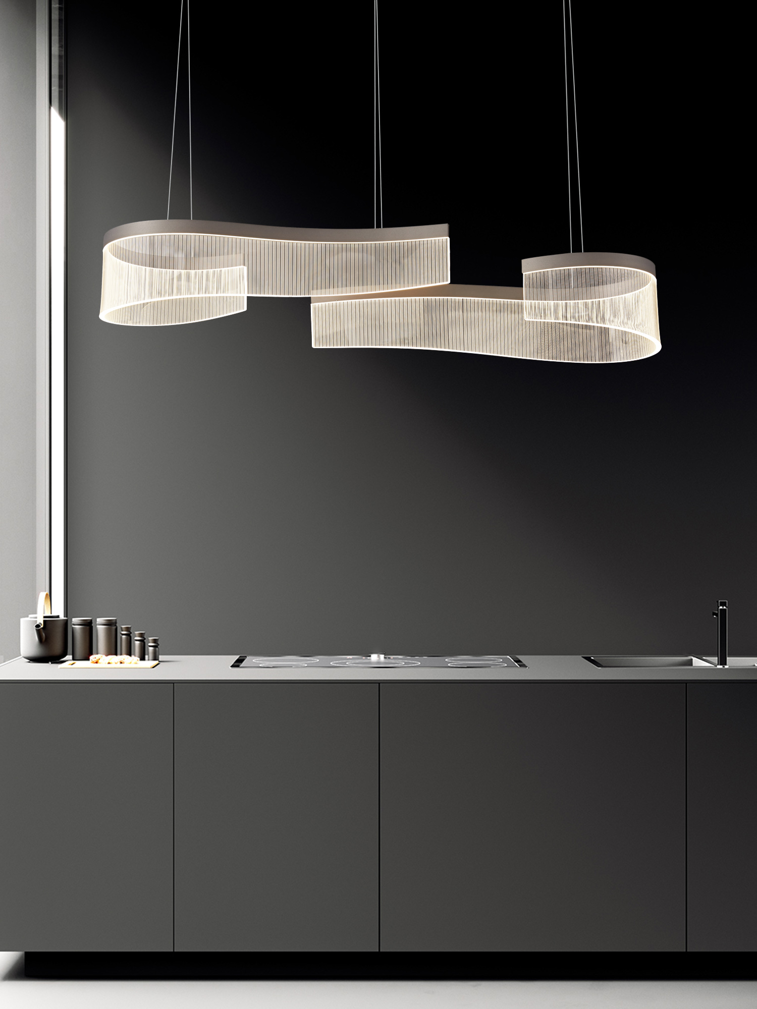 Strip restaurant bar chandelier modern simple Nordic designer minimalist creative acrylic lamps