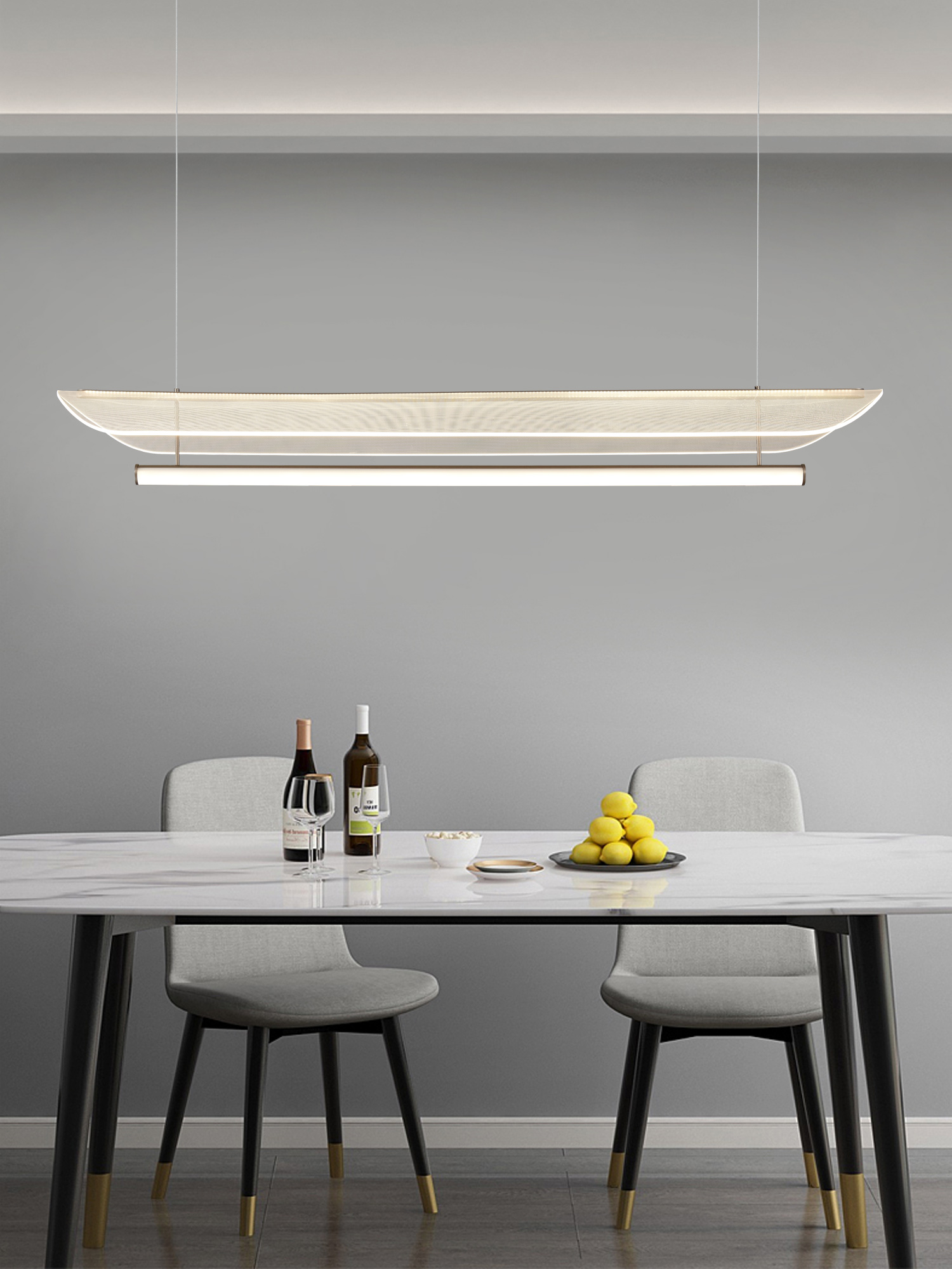 Nordic simple strip restaurant bar chandelier LED acrylic sheet lamp