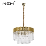 Modern villa decorative style hanging light fixtures 3 tiers gold raindrop luxury crystal chandelier