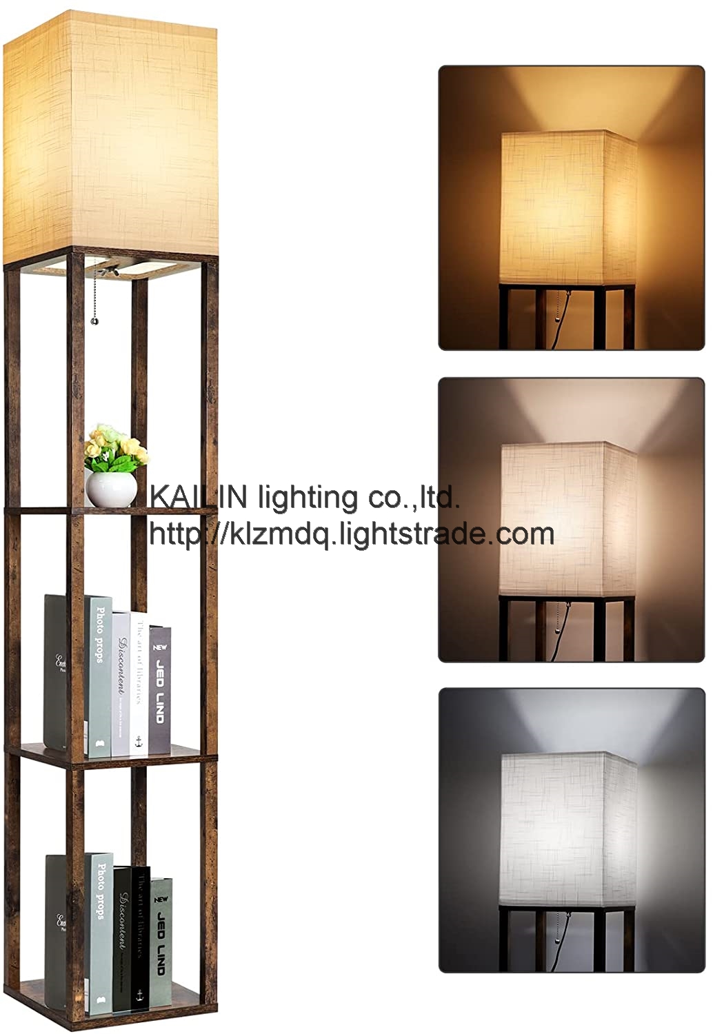 Floor Lamp with Shelves Shelf Floor Lamps for Living Room with 3 Color Temperature LED Bulb Storage