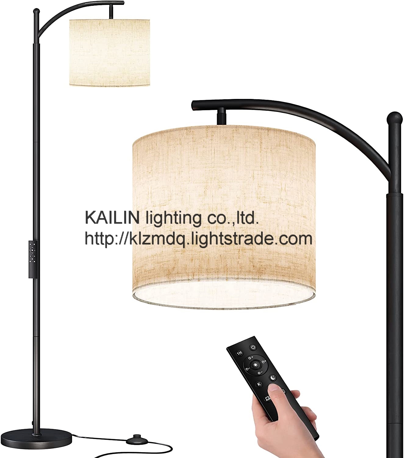 Floor Lamps with 3 Color Temperatures LED bulbs Standing Lamp with Adjustable Linen Shade
