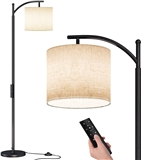 Floor Lamps with 3 Color Temperatures LED bulbs Standing Lamp with Adjustable Linen Shade