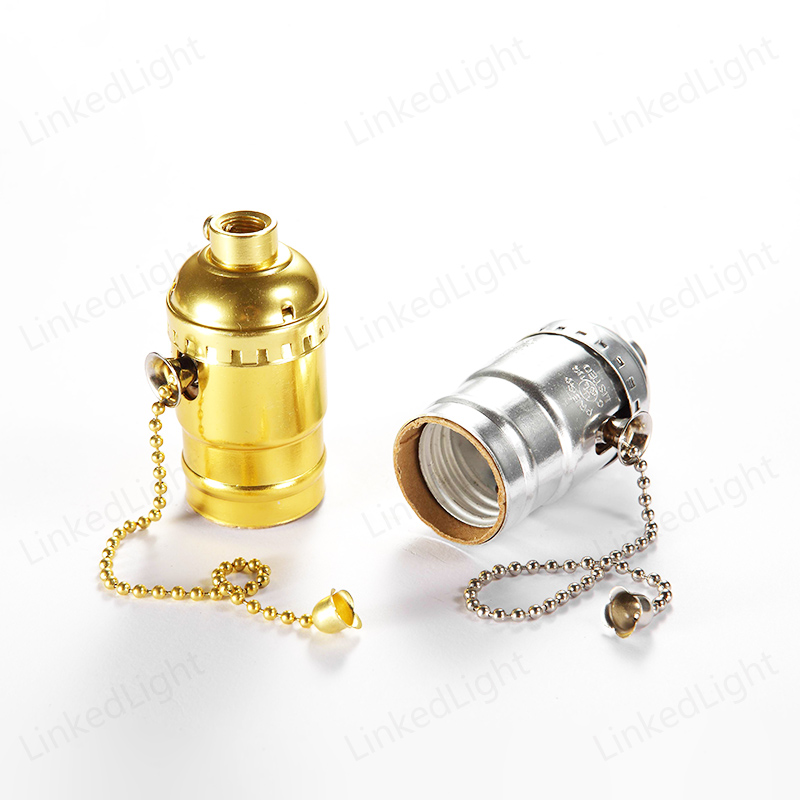 E26 Pull Chain Switch Metal Shell Lamp Base Lamp Holder