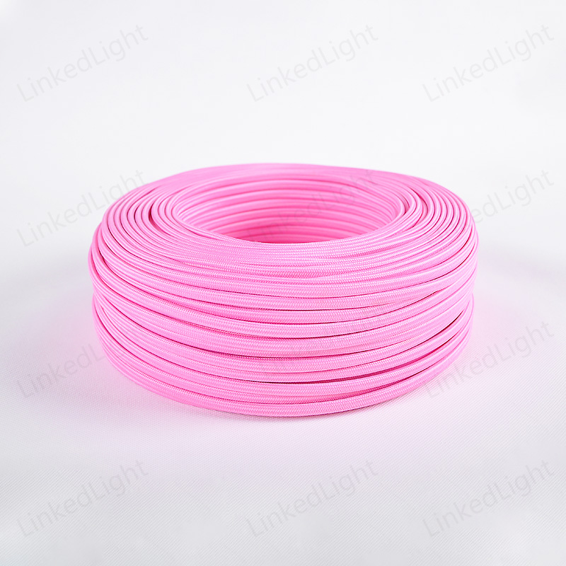 Pink 2 Core Flat Fabric Cable