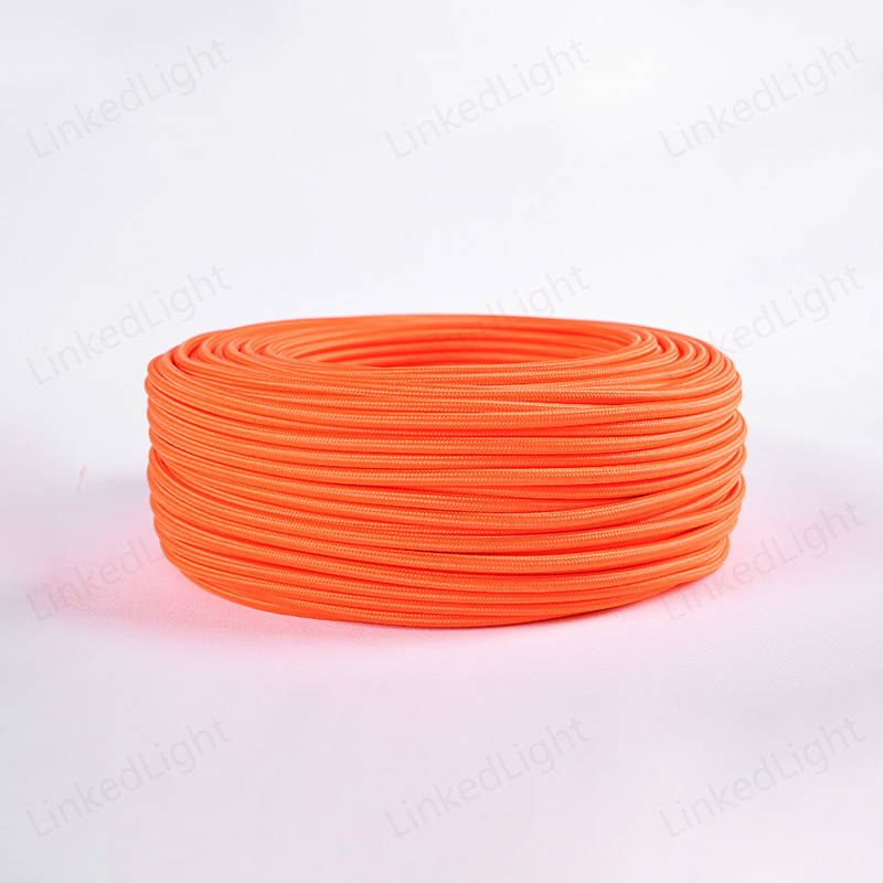 Orange 2 Core Fabric Covered Textile Knitted Braided Wire