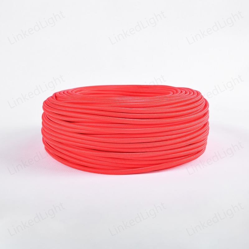 Red 2 Core Round Fabic Covered Textile Knitted Braided Cable