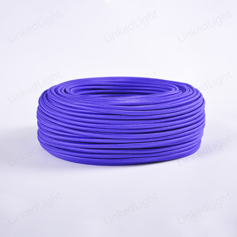 Purple VDE 2 Core Round Fabric Weaving Textile Braided Wire