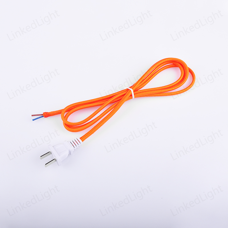 Orange CCC Plug With Fabic Cable Power Cord