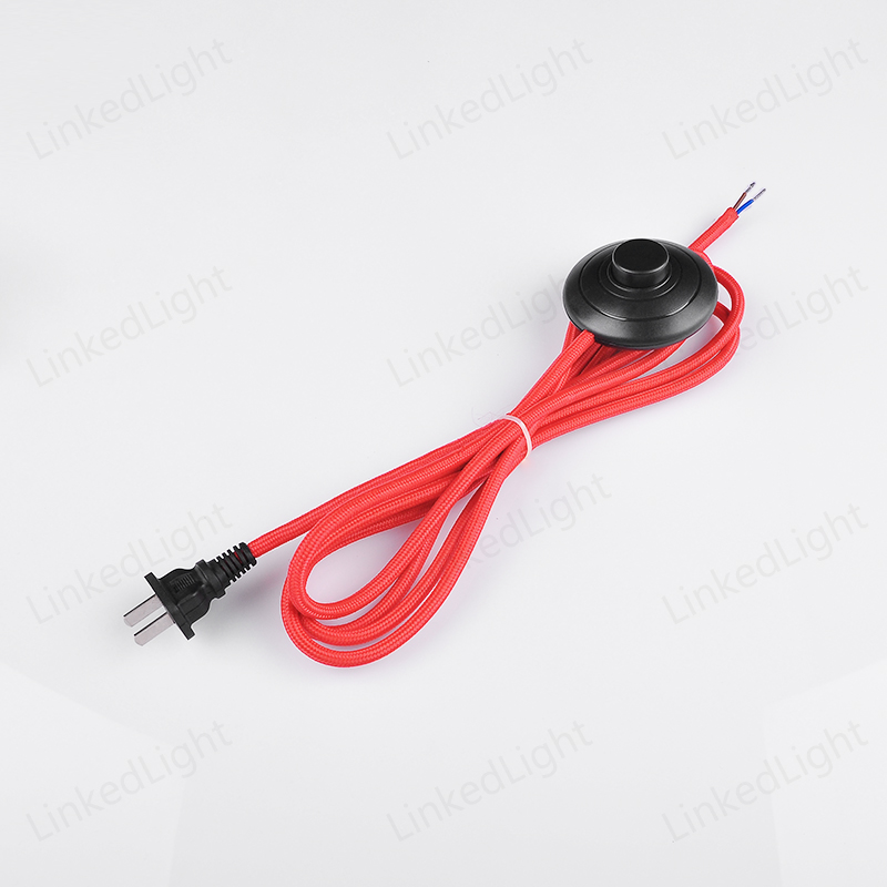 Red US UL Polarized Plug with Fabric Textile Wire