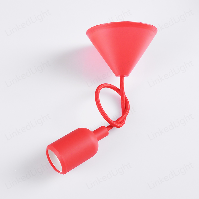 Red E27 Ceiling Light Silicone Pendant Lamp Holder