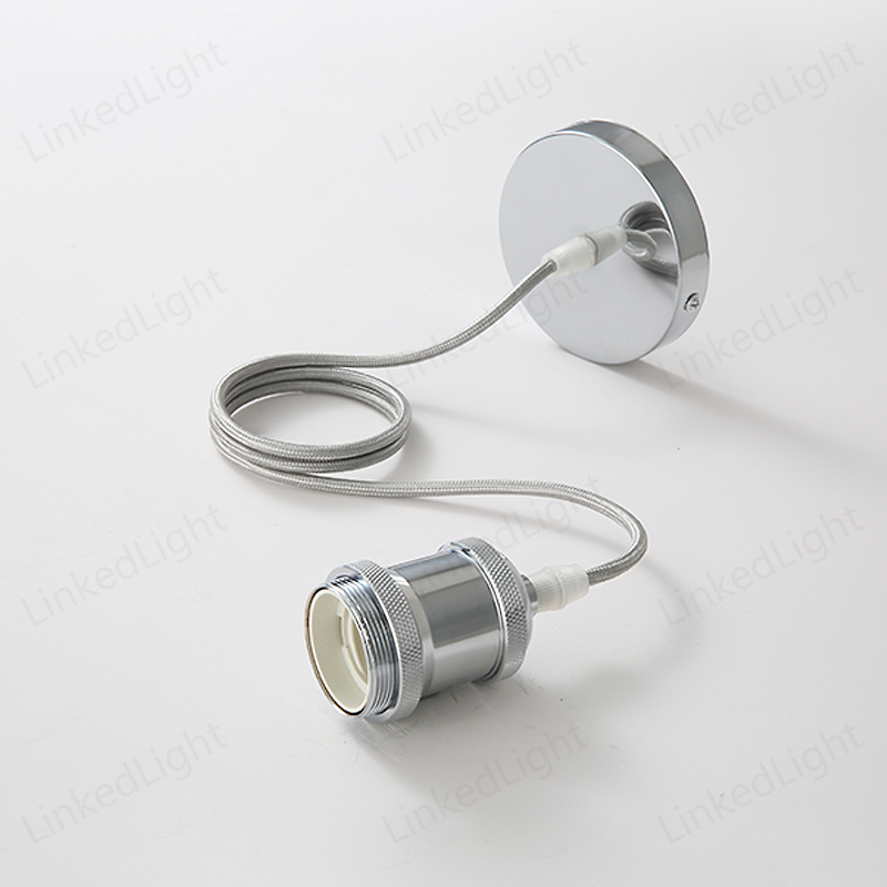 Chrome E27 Metal Pendant Suspension Lamp