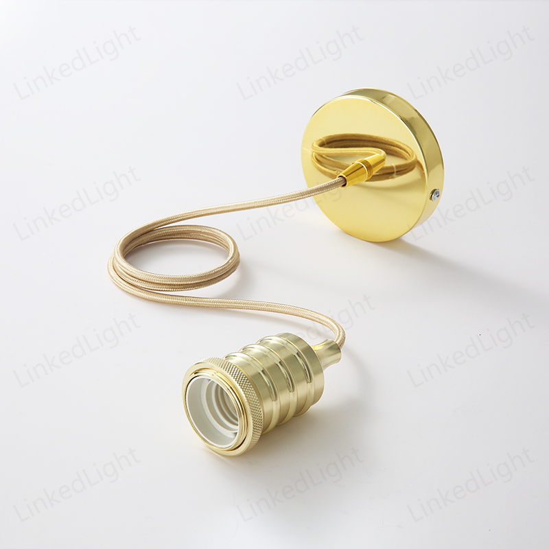 Gold Metal Pendant E27 Lamp Light Cord Set