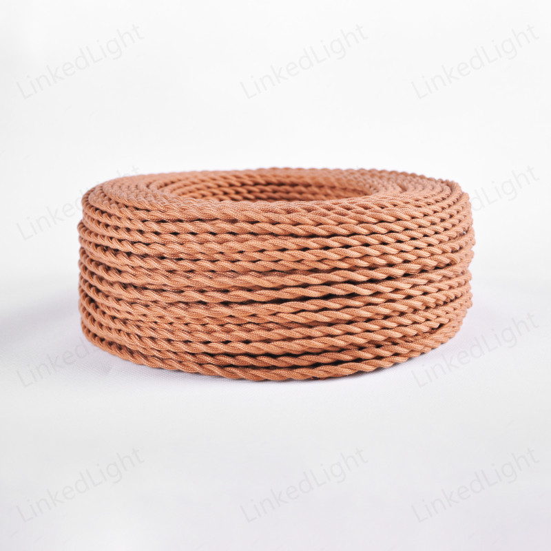 Coffee VDE Twisted Fabric Wires