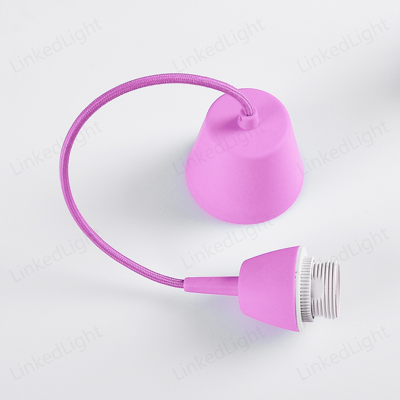 Pink E27 Plastic Hanging Lighting Pendant Lamp Cord