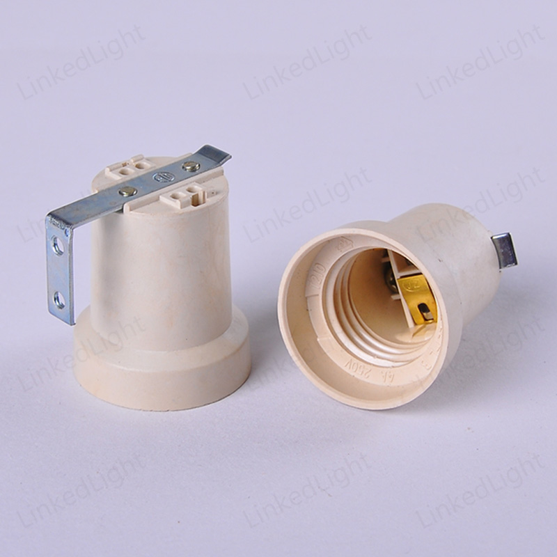 Plastic E27 Lamp Base Bulb Holder with Bracket