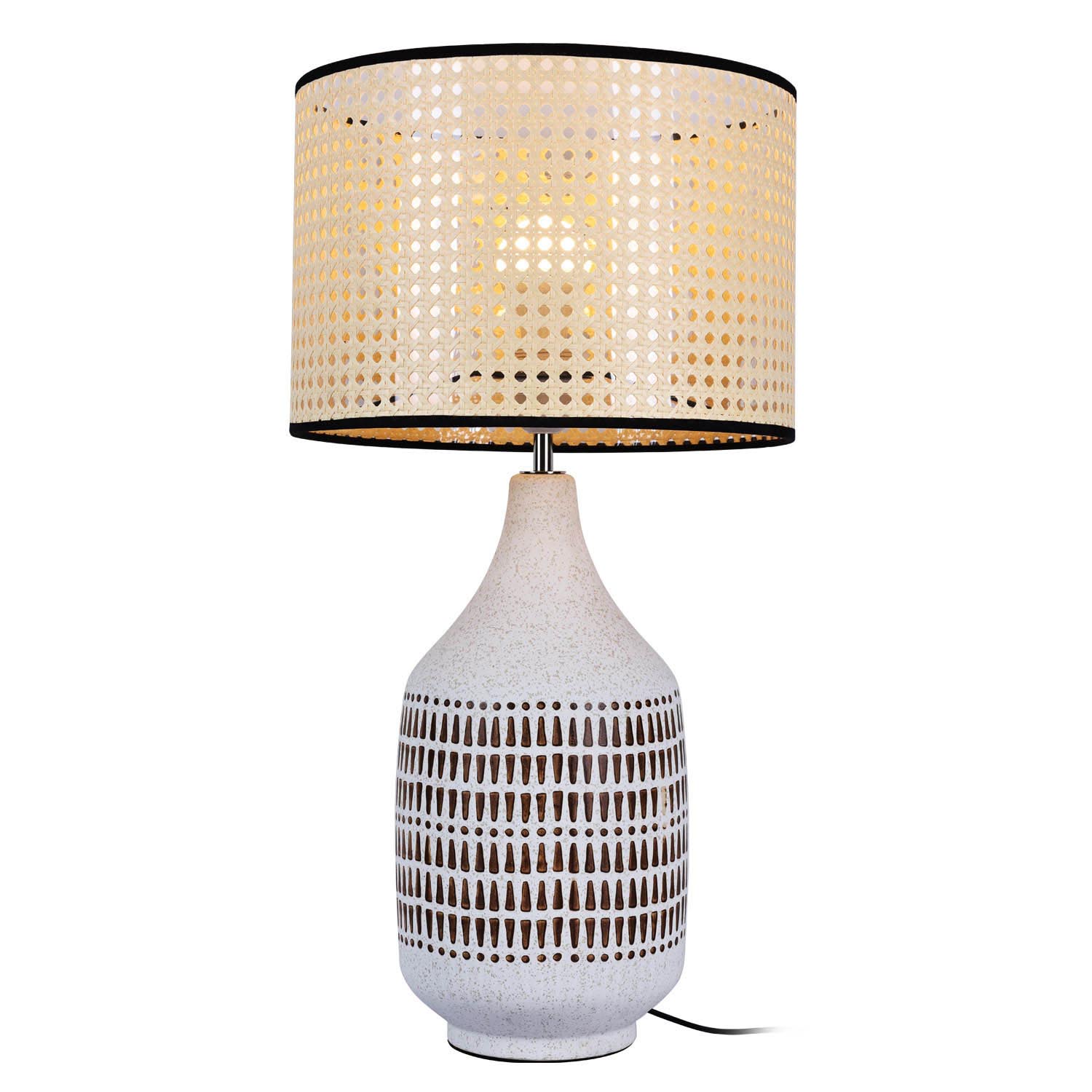 ceramic table lamp with bamboo shade