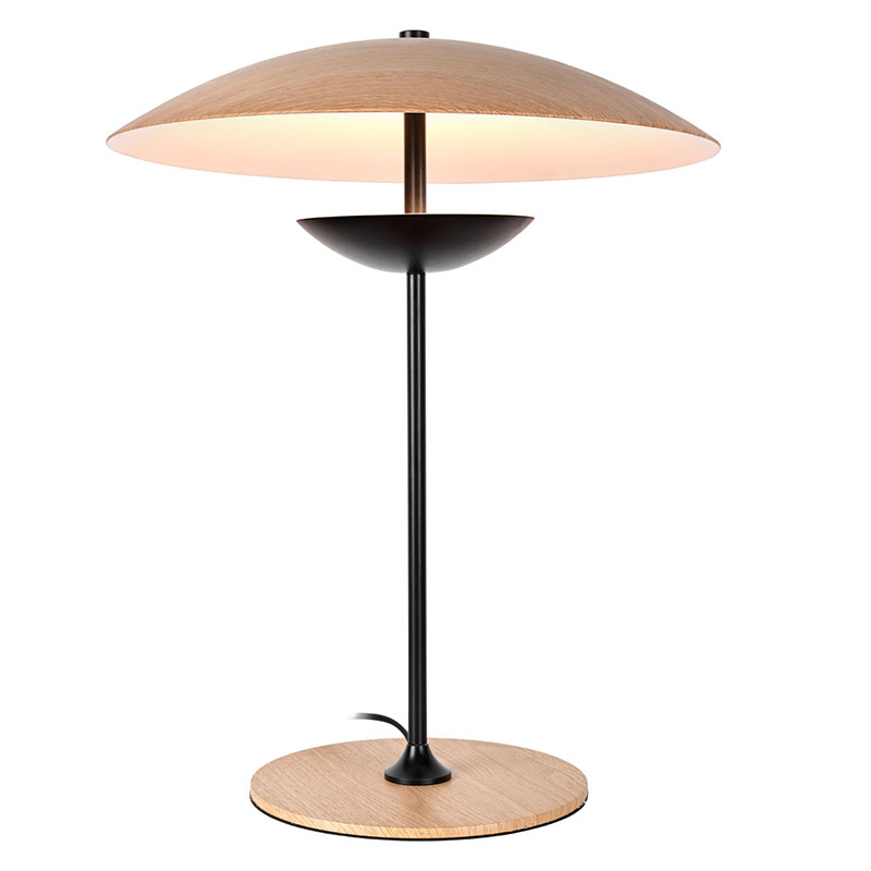 table lamp with wooden shade