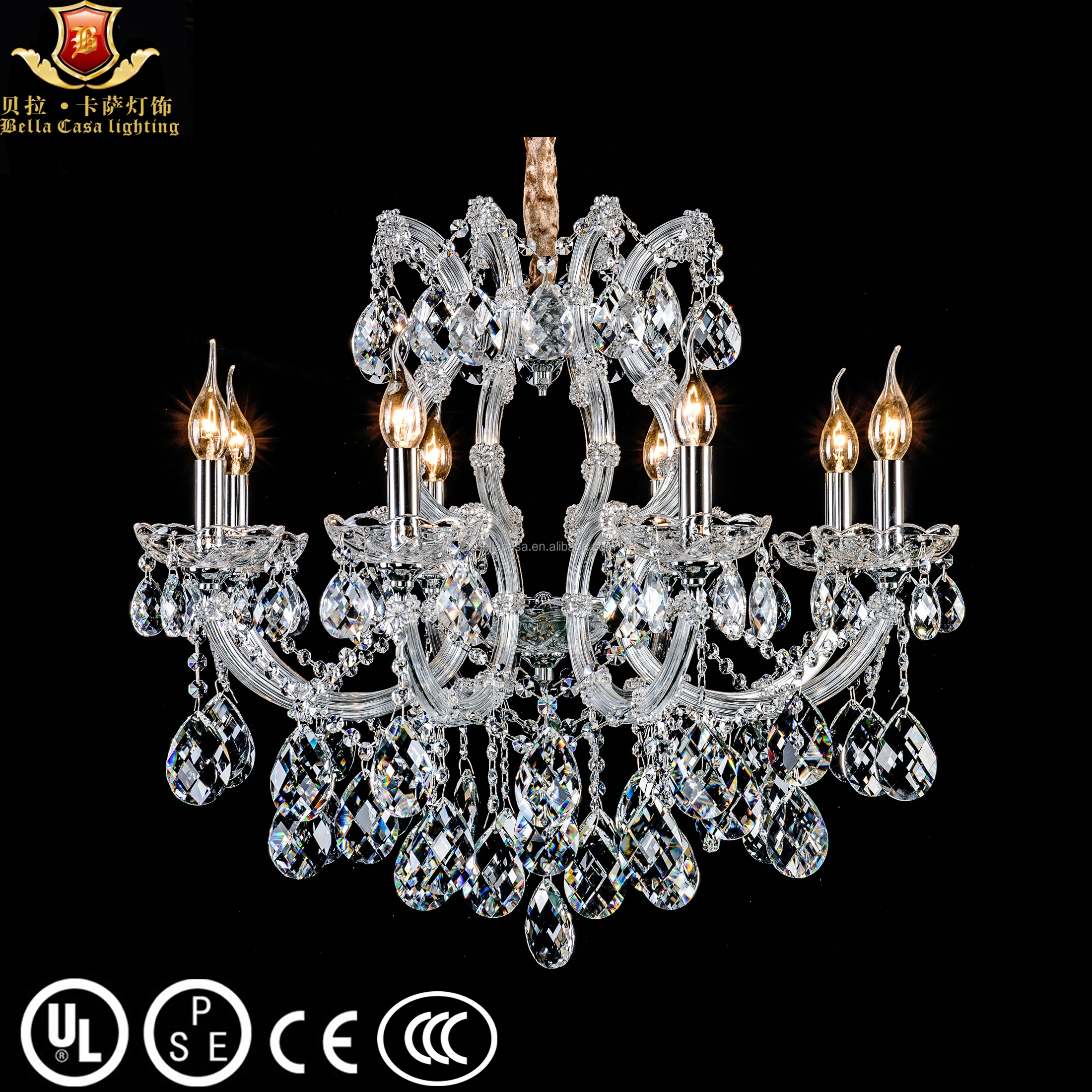 New Model 8 Lights Hotel Decorative Chain Hanging Crystal Chandeliers