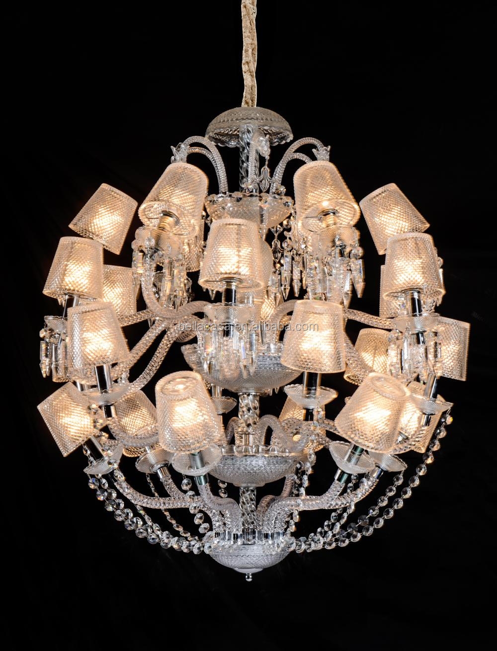 Modern Large Blown Glass Clear Glass Chandelier For Hotel