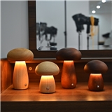 Wood mushroom desk lamp