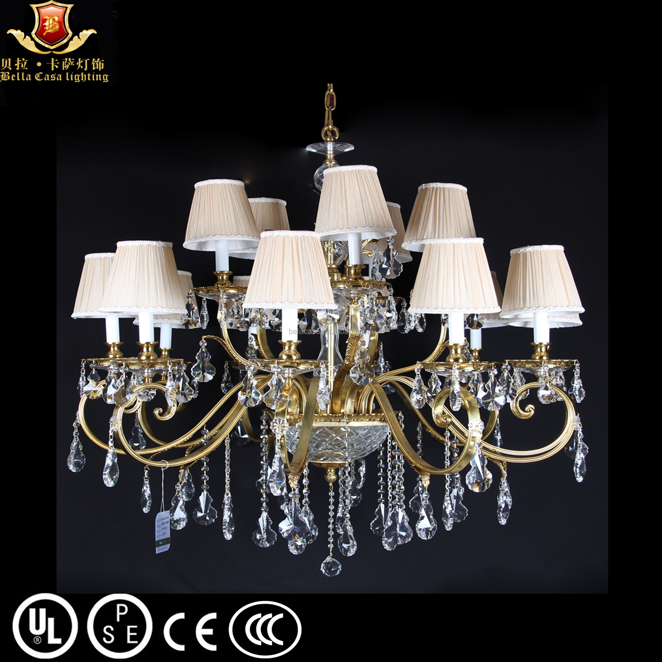 Custom Made Indoor Modern Luxury Round Lamp Brass Metal Copper Hanging Pendant Light Factory K9 Crys