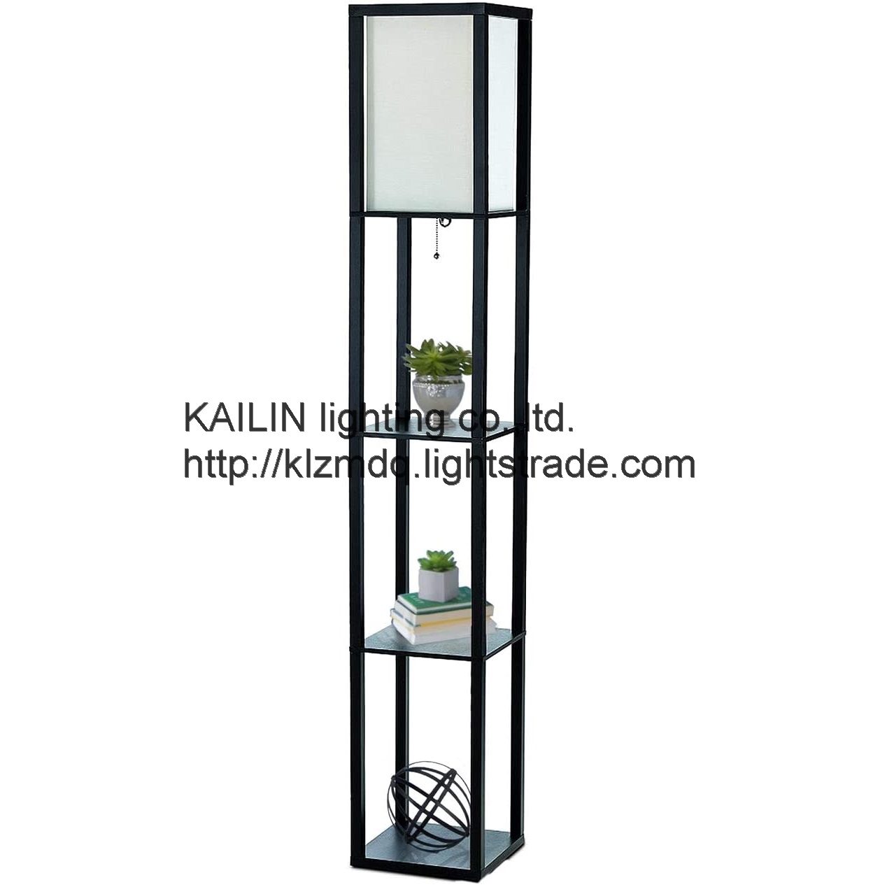 Modern Shelf Floor Lamp with Lamp Shade and LED Bulb - Coner Display Floor Lamps with Shelves for Li