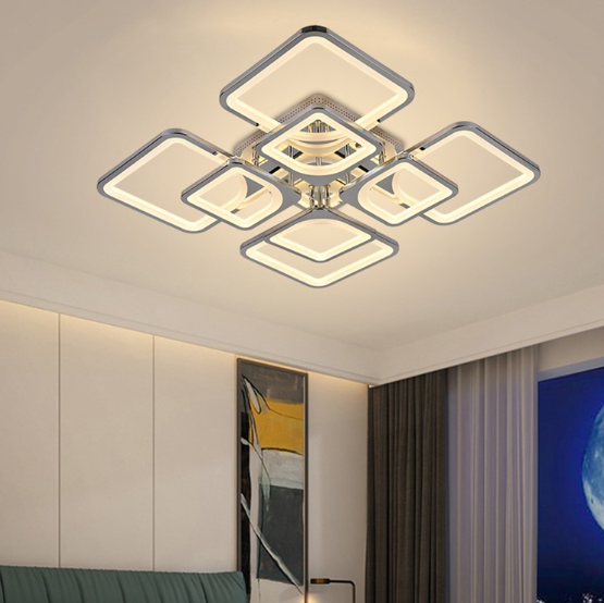 Modern APP Remote Control AcrylicSquare Chandelier Ceil Lamp LivingRoom Bedroom Home 160W LED Light