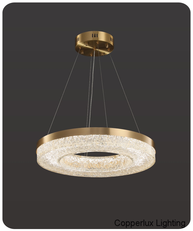 Luxury Brass Thick Acrylic Glass Circular Chandelier